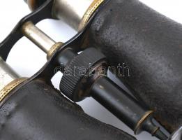 cca 1900 Bőr, réz távcső jelzés nélkül, kissé derfomált réz részekkel