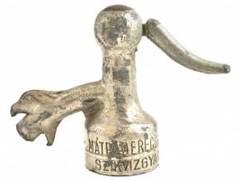 1936 Mátraderecskei Szikvízgyár/Kont Oszkár, Bp feliratú fém szódásüveg fej, madárfejes kiöntő résszel, jelzett, kopott, 10x7 cm