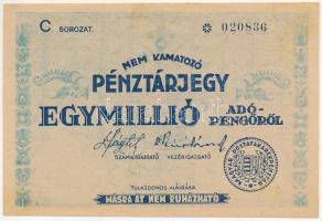 1946. 1.000.000AP nem kamatozó Pénztárjegy Másra Át Nem Ruházható, bélyegzés nélkül T:I,I-