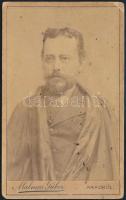 cca 1890 Férfiporté, keményhátú fotó Malmos Gábor aradi műterméből, 10,5×6,5 cm