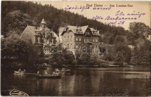 1922 Bad Elster, Am Louisa-See, Schloss Miramar / lake, castle, hotel, rowing boats (EK)
