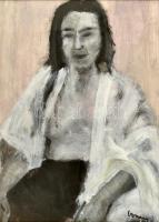 Vaszary jelzéssel: Portré. Olaj, papír. Üvegezett fa keretben. 53x38 cm
