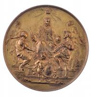 Osztrák-Magyar Monarchia 1888. "Észak-Ausztriai Kereskedelmi Szövetség Kiállítása I. Ferenc József császár uralkodásának 40. évfordulójára" aranyozott Br emlékérem, eredeti, sérült dísztokban. Szign.: Stefan Schwartz (64mm) T:1- Austro-Hungarian Monarchy 1888. "The Jubilee Crafts Exhibition, Organised by the Business Association of the North East, and celebrating 40 years in Government for Emperor Franz Joseph I" gold plated Br commemorative medal in original, damaged case. Sign.: Stefan Schwartz (64mm) C:AU