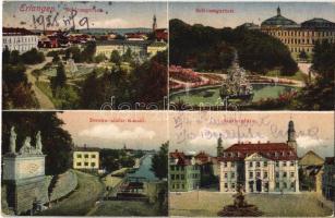 1925 Erlangen, Schlossgarten, Donau-Main-Kanal, Marktplatz / castle park, Danube canal, marketplace. Gebr. Metz