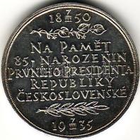 Csehszlovákia 1935 ezüst emlékérem Masaryk     elnök 85. szül. napjára T:1/2 R!