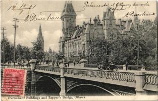 1907 Ottawa (Ontario), Parliament Buildings and Sappers Bridge (EK)