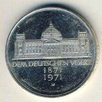 NSZK 1971. 5M Ag "100 Jahre Reichsgründung" T:2