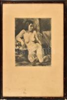 Iván Szilárd (1912-1988): Akt. Rézkarc, papír. Jelzett. Üvegezett keretben. Lap alján kisebb foltokkal. 29x25 cm