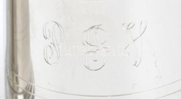 2 db üveg fenekű ón sörös kupa. Sheffield. Jelzettek. gravírozással 12 cm