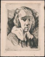 Udvary Pál (1900-1987): Hölgy portréja. Rézkarc, papír, jelzett s karcon, lap széle kissé sérült, 21×15,5 cm