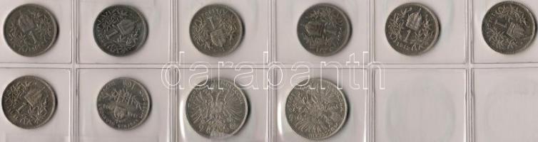 Ausztria 1893-1913 1K(8x) 2K(2x) ezüst kül. évjáratok T:2,3