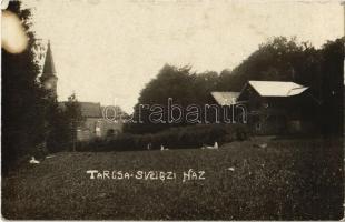 1921 Tarcsa, Tarcsafürdő, Bad Tatzmannsdorf; Svejczi ház, templom / Kirche, Villa / church, villa. photo