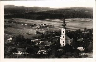 1956 Alhó, Markt Allhau; Fliegeraufnahme, Kirche / templom, légi felvétel / church, aerial view