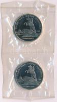 Szovjetunió 1988. 5R (2x) Cu-Ni "Leningrád - I. Péter" sérült, de eredeti lezárt fóliatokban, kis szennyeződés T:PP  Soviet Union 1988. 5 Roubles (2x) Cu-Ni "Leningrad - Peter the Great" in slightly damaged original sealed foil, small dirt C:PP Krause Y#217