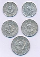 Szovjetunió 1925-1930. 10k Ag (2xklf) + 15k Ag (2xklf) + 20k Ag T:2
Soviet Union 1925-1930. 10 Kope...