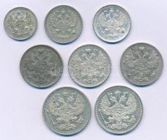 Orosz Birodalom 1913-1916. 5k Ag + 10k Ag (2xklf) + 15k Ag (3xklf) + 20k Ag (2xklf) T:1-,2
Russian ...