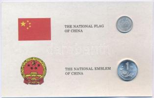 Kína 1975. 1f Al + ~1990. 1J Al kartonlapon, 5db kínai bélyeggel T:1,1- China 1975. 1 Fen Al + ~1990. 1 Jiao Al on cardboard, 5pcs of Chinese stamps C:UNC,AU