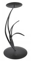 Fekete könnyűfém gyertyatartó, m: 25 cm