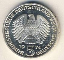 NSZK 1974. 5M Ag "Jahre Grundgesetz" T:2
