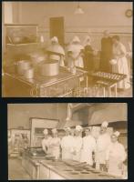 cca 1920-1930 Konyhai alkalmazottak, 2 db fotó, 9×13 és 11×15 cm