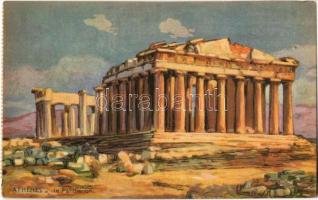 Athína, Athens, Athenes; Parthenon / Greek temple (from postcard booklet) (cut)