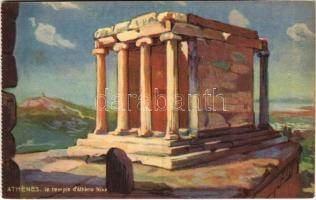 Athína, Athens, Athenes; Le temple dAthéna Niké / Greek temple (from postcard booklet) (cut)