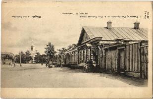 1915 Ryazhsk, Rjaschsk, Riagsk; La rue Sadovaya / street view, church, shop + Prisonnier de guerre (EK)