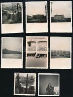 1955 Sztálinvárosi életképek, épületek, 13 db fotó, 6×6 és 6×9 cm