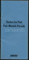 cca 1980 Toutes les Fiat, Fiat-Modell-Parade, francia és német nyelvű FIAT prospektus, színes képekkel, technikai adatokkal, 20 sztl. lev.