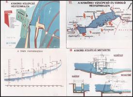 cca 1973 Kiskörei vízlépcső ábráiról/térképeiről (6 db) és modelljeiről készült fotók (4 db), összesen 10 db, 12,5x17,5 cm