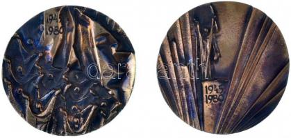 1980. Felszabadulás 35. évfordulója Br emlékplakett pár eredeti dísztokban (104mm) T:1-,2