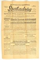 1947 Szabadság demokratikus napilap, III. évf. 105. sz., 1947. május 10., a címlapon Szurmay vezérőrnagy, a nyilas kiürítési kormánybiztos elfogásának hírével, 6 p.