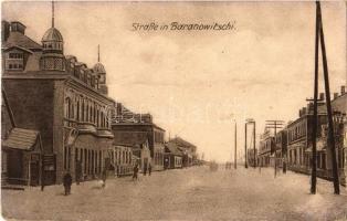 1917 Baranavichy, Baranowitschi, Baranovichi, Baranawitschy, Baranowicze; Straße / street view, shops (EK)