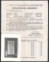 1928 Paulik Károly budapesti galvanoplasztika és jelvénykészítő mester levélként elküldött termékismertetője és árlistája egy termékismertető képpel