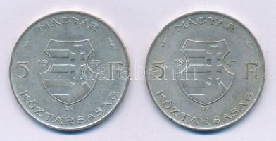 1947. 5Ft Ag "Kossuth" (2x) T:2-
Adamo F8.1