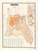 1941 Csepel térképe, 1:15.000, M. Kir. Honvéd Térképészeti Intézet, hajtott, 63x46 cm