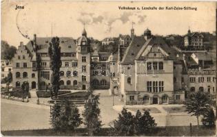 1913 Jena, Volkshaus u. Lesehalle der Carl-Zeiss-Stiftung / street view + "Soz. Parteitag, Jena 1913" (EK)