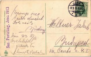 1913 Jena, Volkshaus u. Lesehalle der Carl-Zeiss-Stiftung / street view + "Soz. Parteitag, Jena...