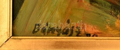 Bányász Béla (1927-2005): Csendélet köcsöggel, 1978. Olaj, farost, jelzett, fa keretben. 32x59 cm