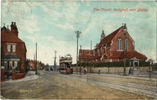 1918 Dudley, Holly Hall, The Church, tram, street view (EB)