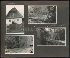 1938 Berzence nagyközségről készült fotók, 8 db fotó kartonon, 1 fotón a település látképével, 4 fotón a település házairól készült fotóval, feliratozva, 8x5 cm