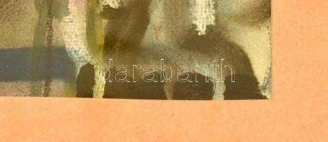 Imre István (1918-1983): Kilátás a Szépművészeti Múzeumra a Hősök terén. Akvarell, kréta, papír, jel...