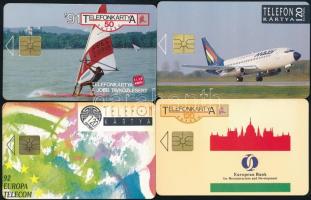 1991-92 Az első 4 magyar telefonkártya használtan, de jó állapotban