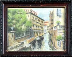 Olvashatatlan jelzéssel: Velencei részlet. Zsírkréta, karton, üvegezett keretben, 19x23 cm