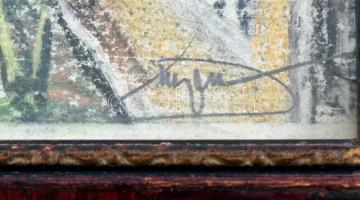 Olvashatatlan jelzéssel: Velencei részlet. Zsírkréta, karton, üvegezett keretben, 19x23 cm