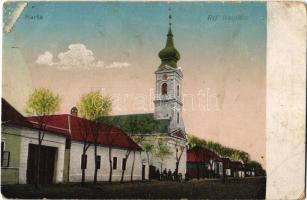 1928 Harta, Református templom, utca. Fogyasztási Szövetkezet kiadása (kis szakadás / small tear)