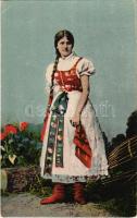 Magyar leány ünneplőben / Hungarian folklore, girl in festive dress (EK)