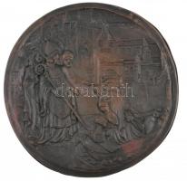 SA jelzéssel: Áldást osztó püspök. Réz dombormű, sérülésekkel. d: 31 cm