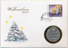 Svájc 2015. Weihnachten 2015 egyoldalas, jelzett Ag emlékérem, bélyegzéses érmés borítékban (18,13g/0.999/33mm) T:1
