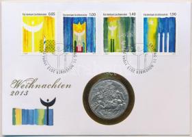 Svájc 2013. Weihnachten 2013 egyoldalas, jelzett Ag emlékérem, bélyegzéses érmés borítékban (~18g/0.999/33mm) T:1